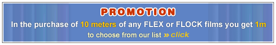 Promotion - in the purchase of 10 meters of any Flex o Flock foils you get 1m for 1PLN