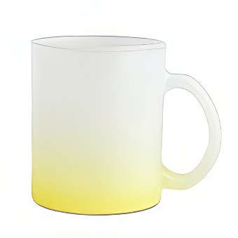 Frosted Glass Mug with Coloured Base for Sublimation and Engraving, yellow