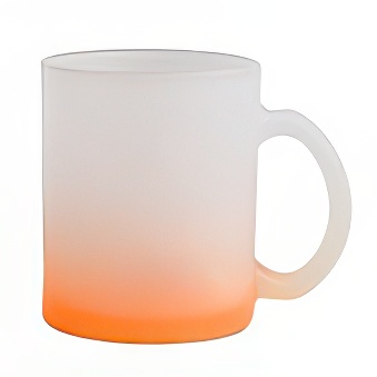 Frosted Glass Mug with Coloured Base for Sublimation and Engraving, orange
