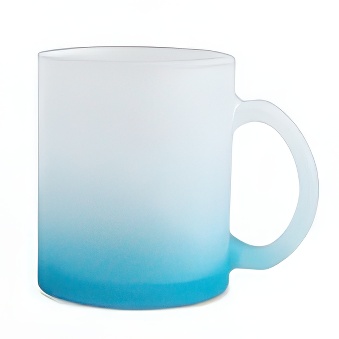 Frosted Glass Mug with Coloured Base for Sublimation and Engraving, light blue