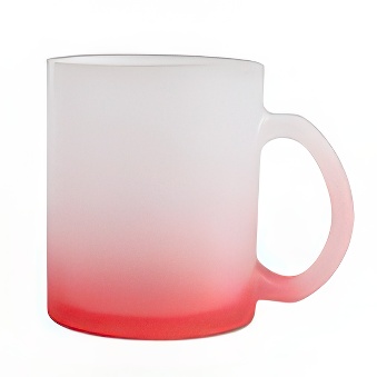 Frosted Glass Mug with Coloured Base for Sublimation and Engraving, red