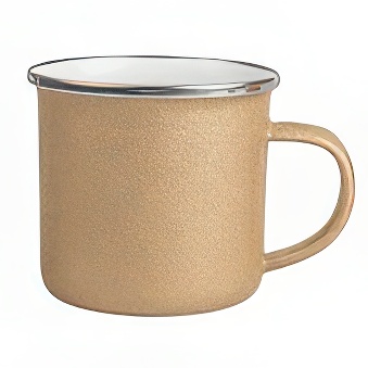 Enamel Steel Glitter Sublimation Mug - Silver Rim, gold, 300 ml