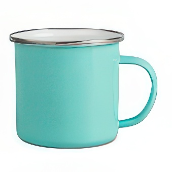 Enamel Steel Sublimation Mug - Silver Rim, turquoise, 300 ml