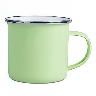 Enamel Steel Sublimation Mug - Silver Rim, light green, 300 ml