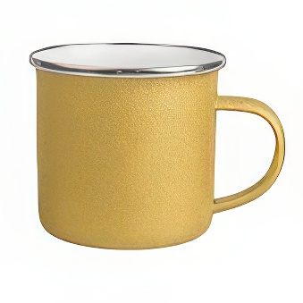 Enamel Glitter Steel Sublimation Mug - Silver Rim, gold, 330 ml