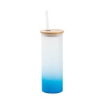Glass sublimation frosted mug, with a lid and a straw