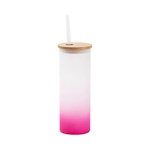 Glass sublimation frosted mug, with a lid and a straw