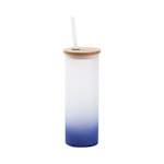 Frosted Glass Mason Jar with Bamboo Lid and Straw for Sublimation and Engraving