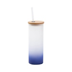 Glass sublimation frosted mug, with a lid and a straw