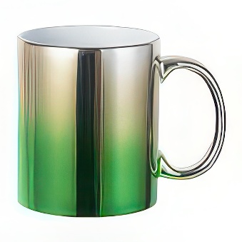 Glossy Silver-Green Metallic Mug for Sublimation and Laser Engraving, silver/green, 330 ml