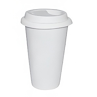Thermo, ceramic mug for sublimation with lid, white, 14 cm, 300 ml