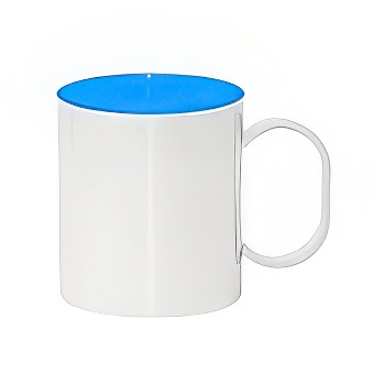 Plastic unbreakable mug for sublimation overprint and engraving, blue, 330 ml