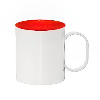 Plastic unbreakable mug for sublimation overprint and engraving, red, 330 ml