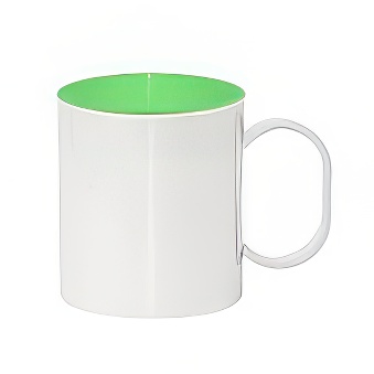 Plastic unbreakable mug for sublimation overprint and engraving, green, 330 ml