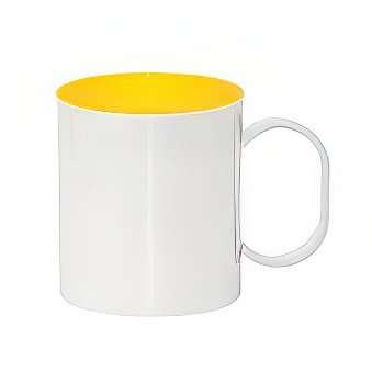 Plastic unbreakable mug for sublimation overprint and engraving, yellow, 330 ml