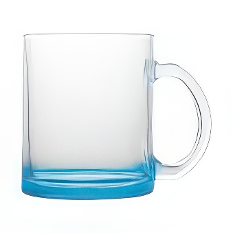 Clear Glass Mug with Coloured Base for Sublimation and Engraving, blue