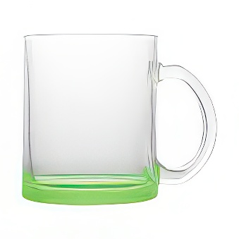 Clear Glass Mug with Coloured Base for Sublimation and Engraving, green