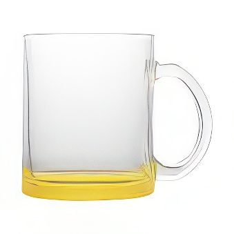Clear Glass Mug with Coloured Base for Sublimation and Engraving, yellow