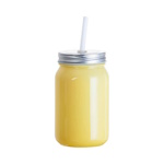 Colored Glass Mason Jar Mug with Straw for Sublimation and Engraving