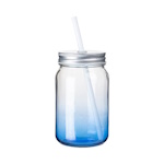 Clear Gradient Glass Mason Jar with Straw for Sublimation and Engraving
