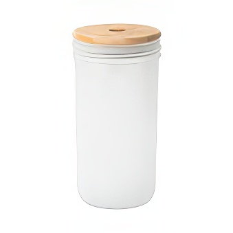 Frosted Glass Mason Jar with Bamboo Lid for Sublimation and Engraving, transparent
