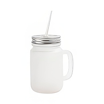 Frosted Glass Jar with Metal Lid and Straw for Sublimation and Engraving, transparent
