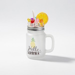 Glass, frosted, sublimation Mason Jar mug - lemon