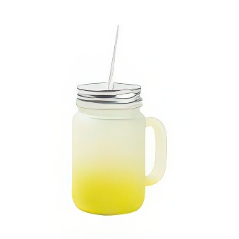 Mason Jar Frosted Glass with Metal Lid and Straw for Sublimation and Engraving, lime