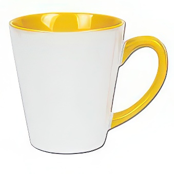 Kubek do sublimacji latte - kolorowe wnętrze i uchwyt, żółty