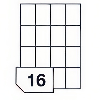 Self-adhesive paper labels for all types of printers- 16 labels on a sheet, 52,5 x 74,2 mm