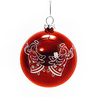 Christmas bauble for sublimation - silver angels, red, 8 cm