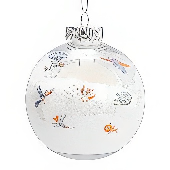 Christmas bauble for sublimation with cartoon characters, white, 8 cm