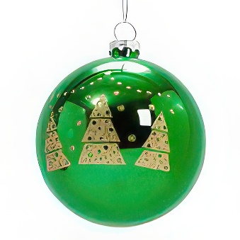 Christmas bauble for sublimation - gold christmas trees, green, 8 cm