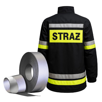 Reflective fireproof tape for sewing in, silver/grey, 5 cm x 50 m