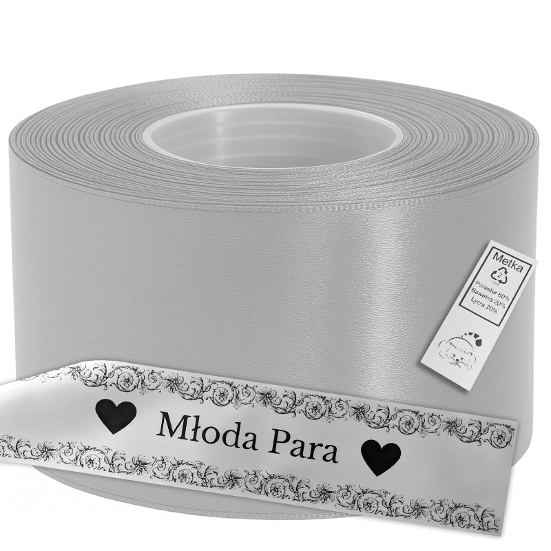 Satin Ribbon for Thermal Transfer Printing silver 10 cm x 50 m