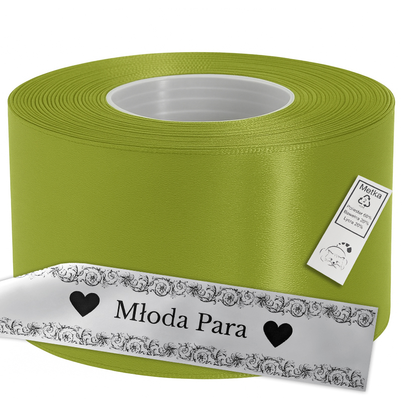 Satin Ribbon for Thermal Transfer DTF Printing, light green, 10 cm x 50 m