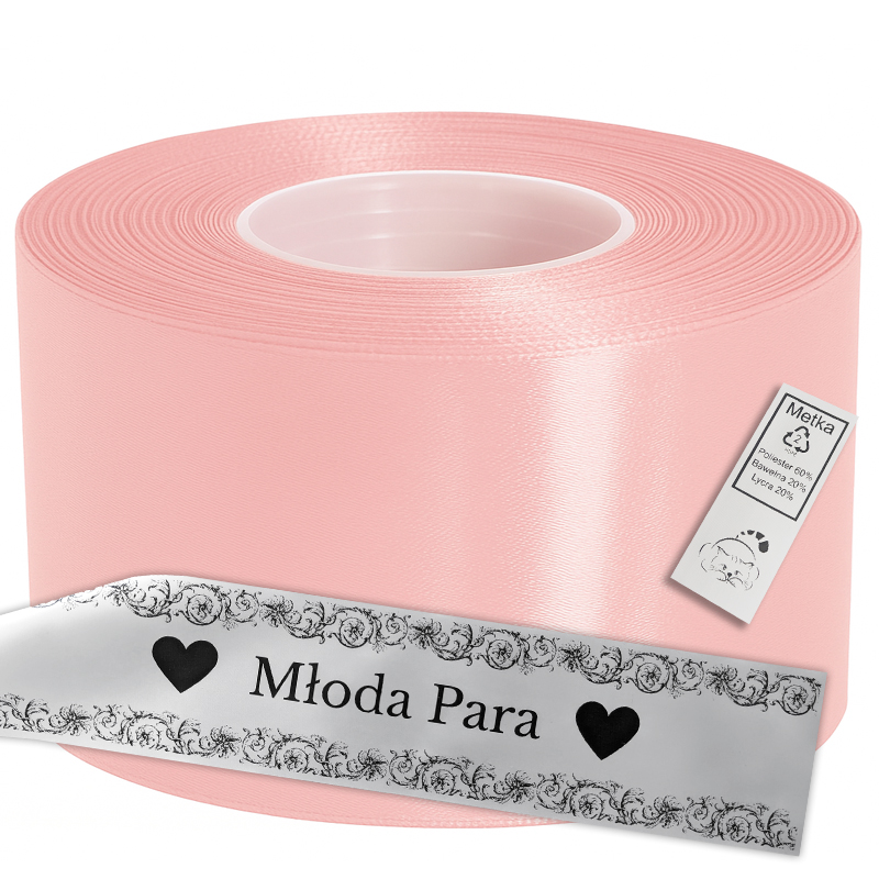 Satin Ribbon for Thermal Transfer Printing blush pink 10 cm x 50 m