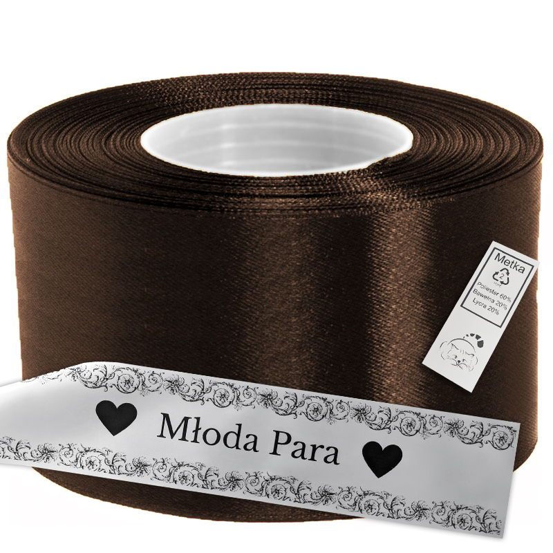 Satin Ribbon for Thermal Transfer Printing - Flex and Flock, brown, 10 cm x 50 m