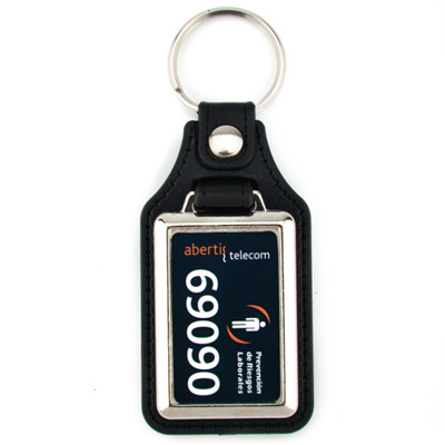 Metal Keychain Blanks with Black Faux Leather Backing 25×40 mm Printing Area