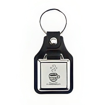 Metal Keychain Blanks with Black Faux Leather Backing - 25x25 mm Printing Area