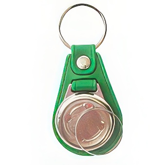 Elements for Making Metal Keychains on an Eco Green Leather Pad and 25 mm Printing Area