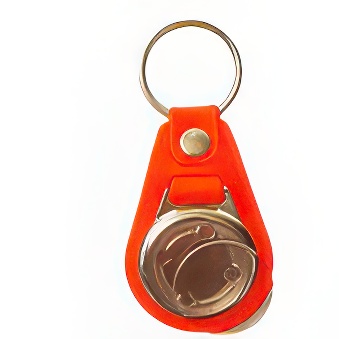 Elements for Making Metal Keychains on an Eco Red Leather Pad with 25 mm Graphic Area 