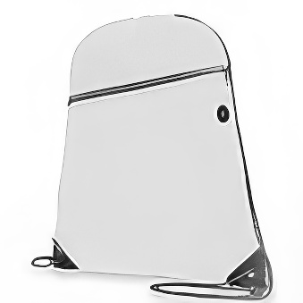Sports bag with a grey drawstring and pocket for solvent printing, white and grey, 34 × 45 cm