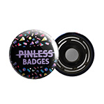 Elements for making badges with a secure clasp