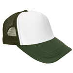 Trucker Cap with White Front and Mesh Back for Printing, Dark Green