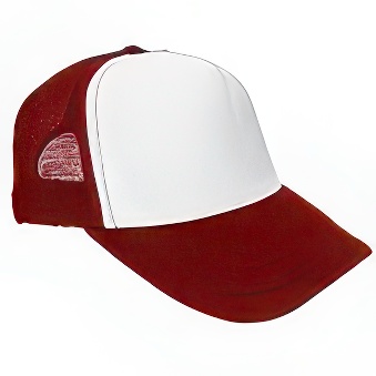 Trucker Cap with White Front and Mesh Back for Printing, Burgundy