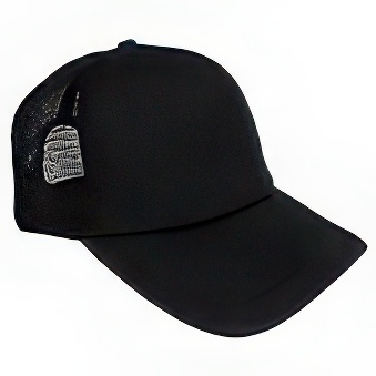 Trucker Cap with White Front and Mesh Back for Flex, Flock Films, Black