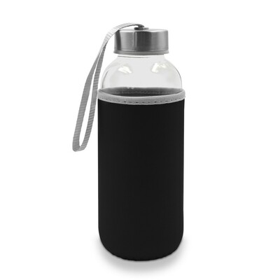Glass bottle with a cover black 420 ml