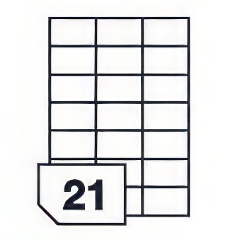Self-adhesive paper labels for all types of printers- 21 labels on a sheet, 70 x 42,4 mm