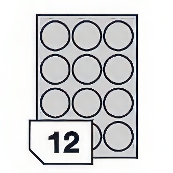 Self-adhesive paper labels for all types of printers 12 labels on a sheet